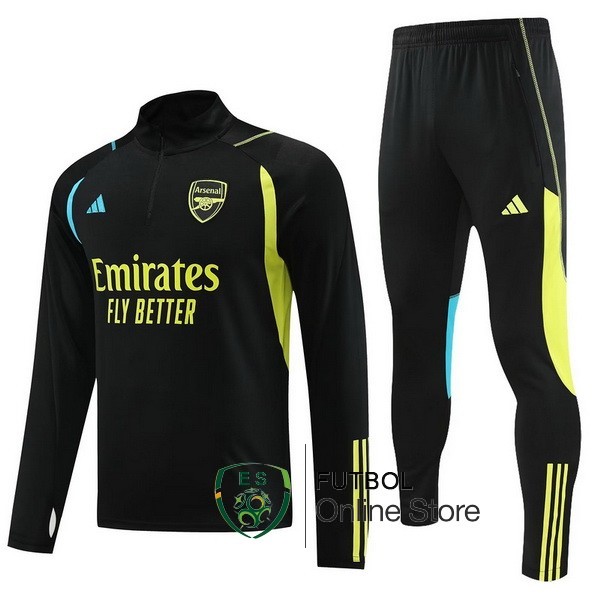 Conjunto Completo Ropa Deportiva Con Cremallera Larga Arsenal 2023 2024 Amarillo Negro