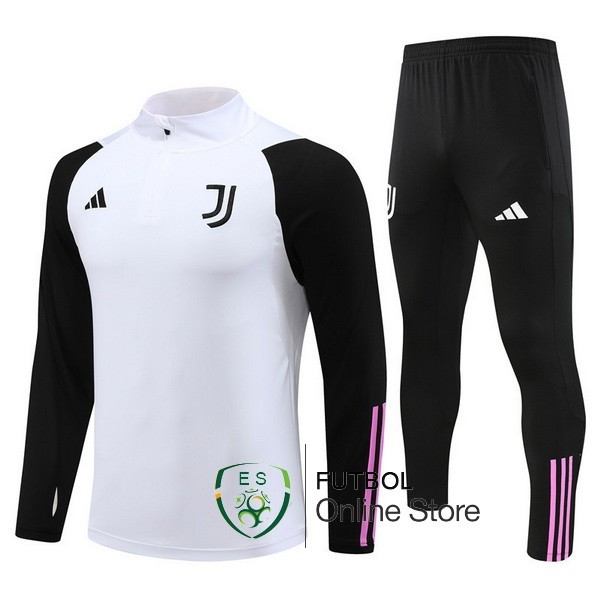 Conjunto Completo Sudadera Entrenamiento Juventus 2023 2024 Blanco I Negro Rosa