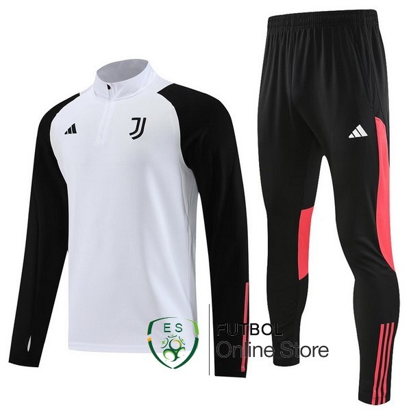 Conjunto Completo Sudadera Entrenamiento Ninos Juventus 23 24 Blanco Negro Rosa