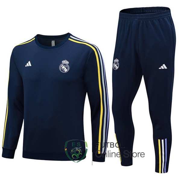 Conjunto Completo Sudadera Entrenamiento Real Madrid 2023 2024 Azul Marino