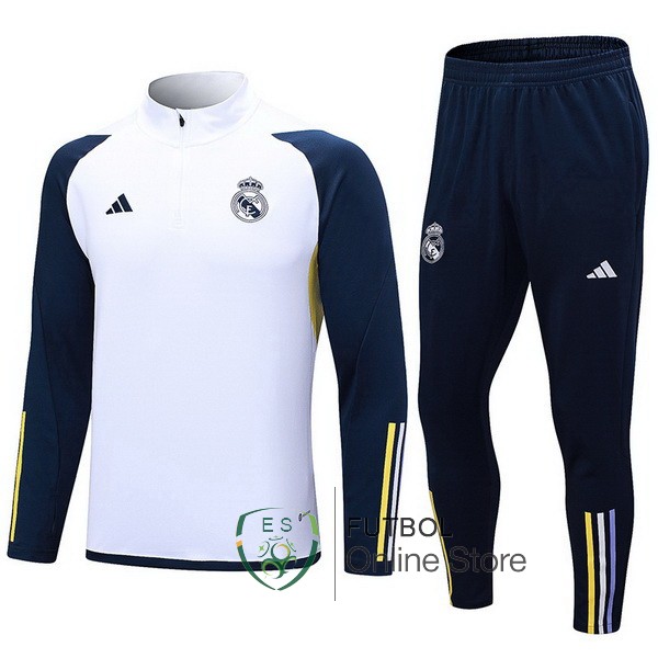 Conjunto Completo Sudadera Entrenamiento Real Madrid 2023 2024 Blanco I Azul