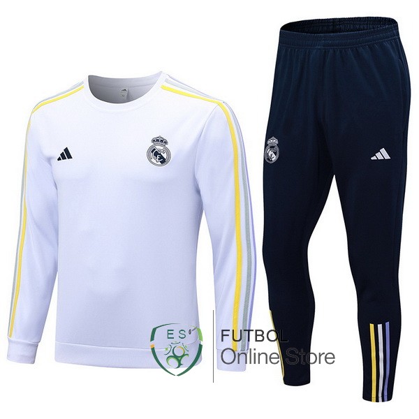 Conjunto Completo Sudadera Entrenamiento Real Madrid 2023 2024 Blanco II Azul