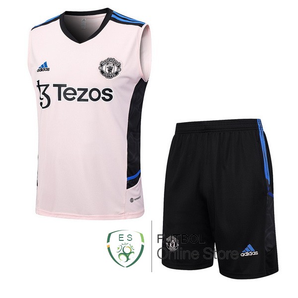 Entrenamiento Manchester United Sin Mangas Conjunto Completo Rosa Negro 23/2024