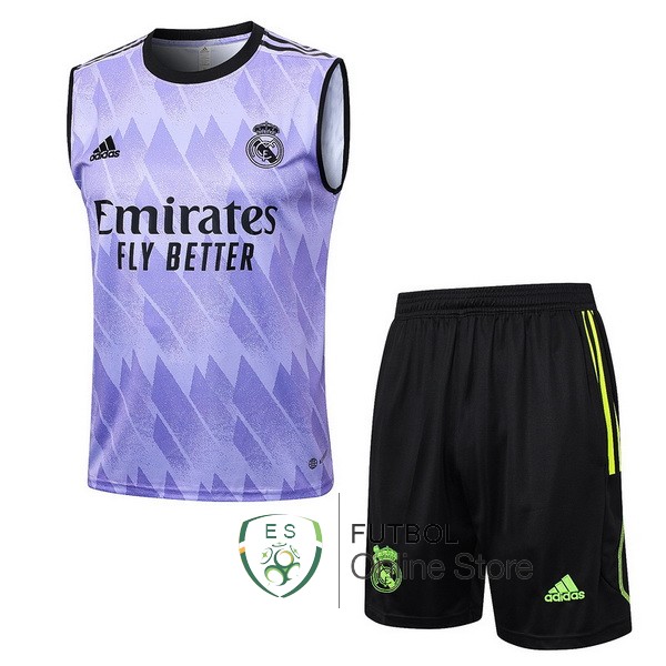 Entrenamiento Real Madrid Sin Mangas Conjunto Completo Purpura Negro Verde 23/2024