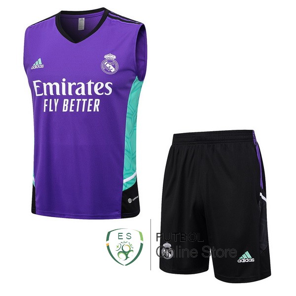 Entrenamiento Real Madrid Sin Mangas Conjunto Completo Purpura Verde 23/2024