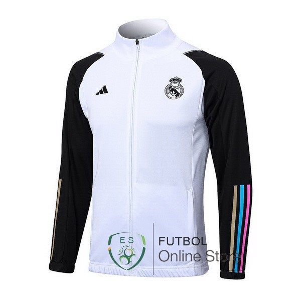 Ropa Deportiva Con Cremallera Larga Real Madrid 2023 2024 Blanco Negro