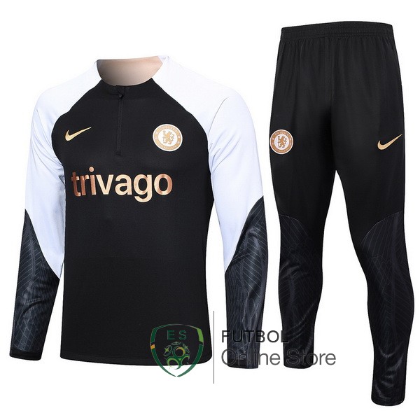 2023/24 Negro Blanco Chaqueta Ensemble Complet Chelsea