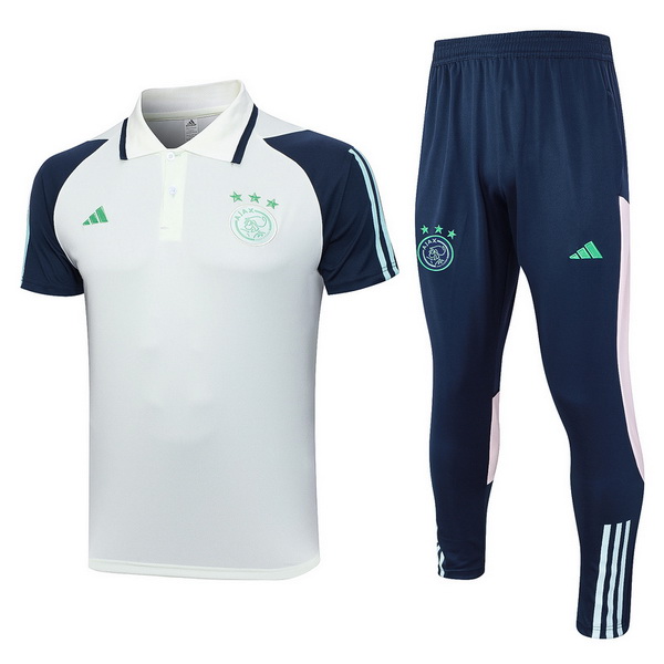 Polo Conjunto Completo Ajax Blanco Azul 23/2024