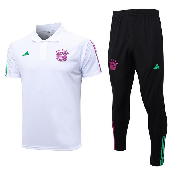 Polo Conjunto Completo Bayern Munich Blanco Purpura Negro 23/2024