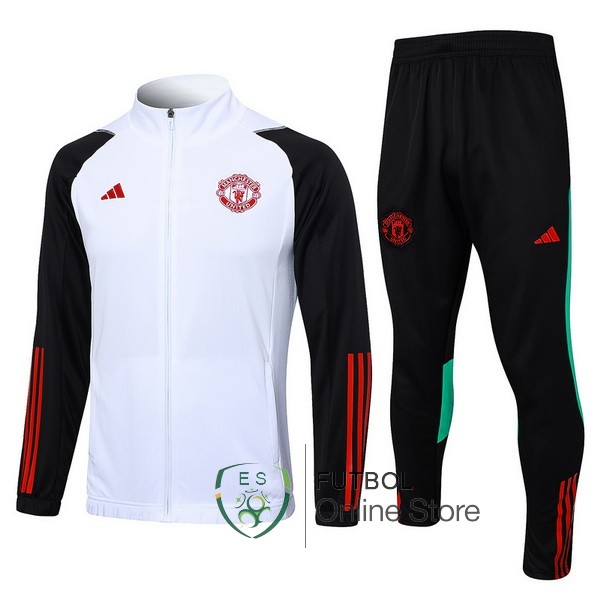 2023/24 Blanco Negro Rojo Chaqueta Ensemble Complet Manchester United