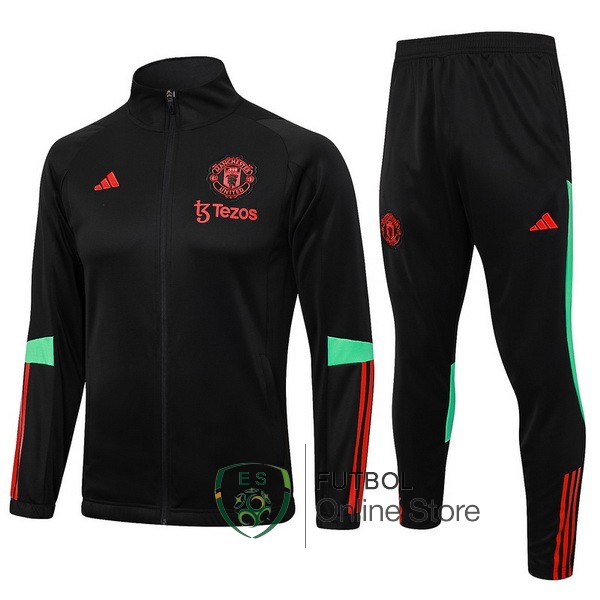 2023/24 Negro Rojo Verde Chaqueta Ensemble Complet Manchester United