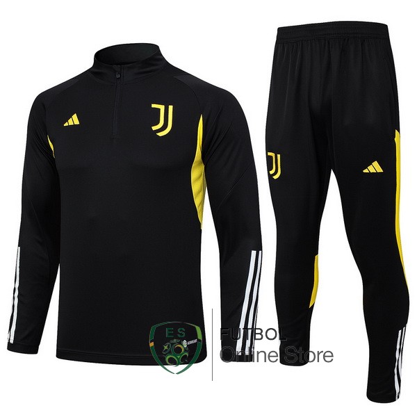 2023/24 Negro Amarillo Blanco Chaqueta Ensemble Complet Juventus