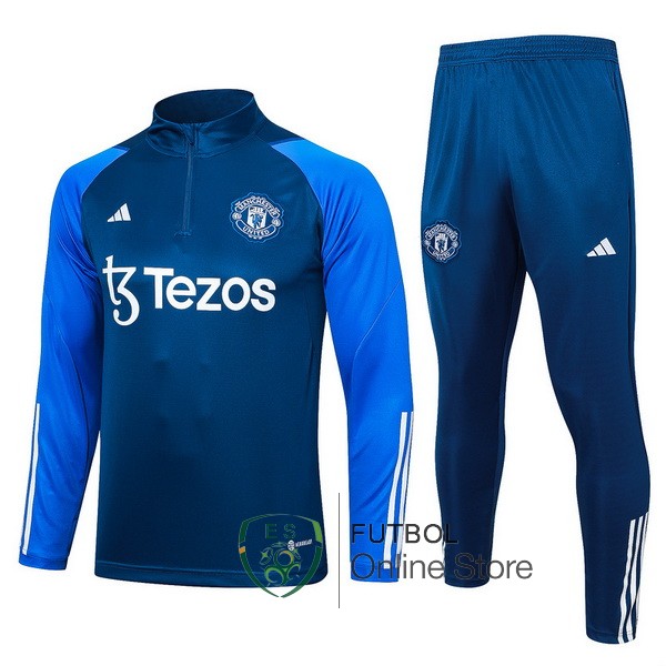 2023/24 Azul Blanco Chaqueta Ensemble Complet Manchester United-