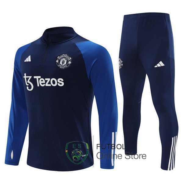 23/2024 Azul I Blanco Chaqueta Con Capucha Manchester United