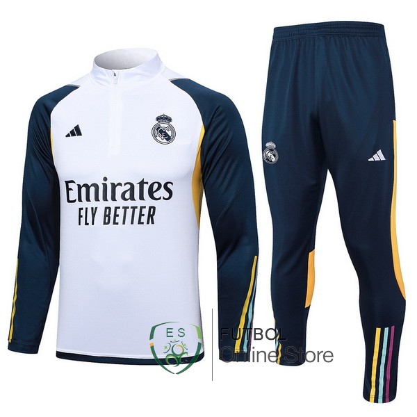 2023/24 Blanco Azul Amarillo Chaqueta Ensemble Complet Real Madrid