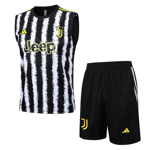 Entrenamiento Juventus Sin Mangas Conjunto Completo Blanco Negro Amarillo 23/2024