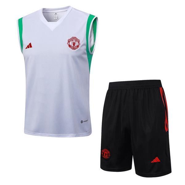 Entrenamiento Manchester United Sin Mangas Conjunto Completo Blanco Verde Negro 23/2024