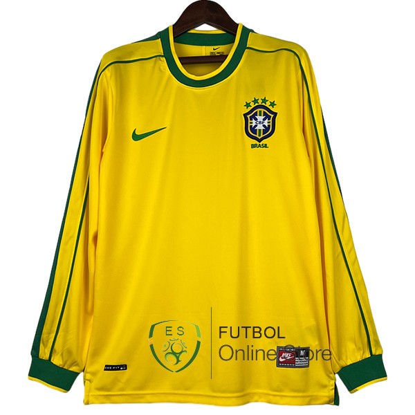 Retro Camiseta Brasil 1998 Manga Larga Primera