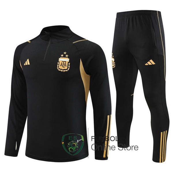 Chandal Del Conjunto Completo Argentina Ninos Negro Amarillo 2023