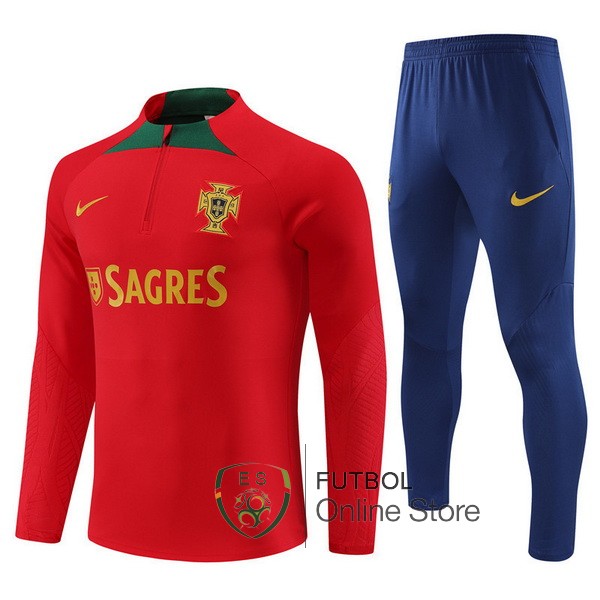 Chandal Del Conjunto Completo Portugal Ninos Rojo Azul Marino 2023