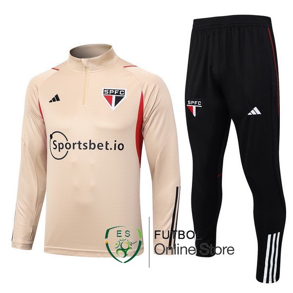 Chandal Del Conjunto Completo Sao Paulo Amarillo Negro I Blanco 2023/2024