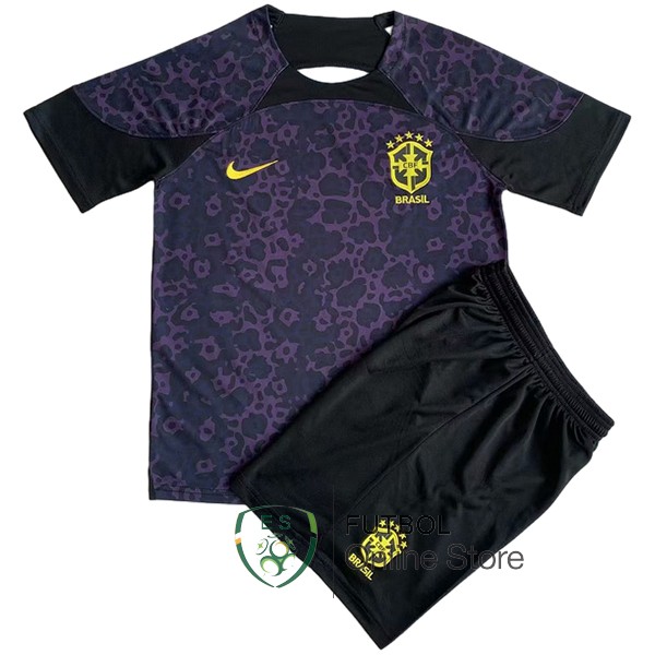 Camiseta Del Conjunto Completo Brasil Portero Purpura Negro 2023