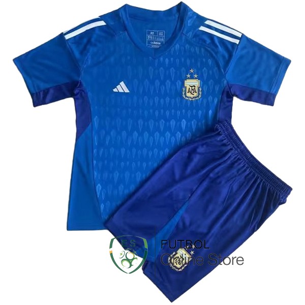 Camiseta Del Conjunto Completo Argentina Ninos Portero Azul 2023
