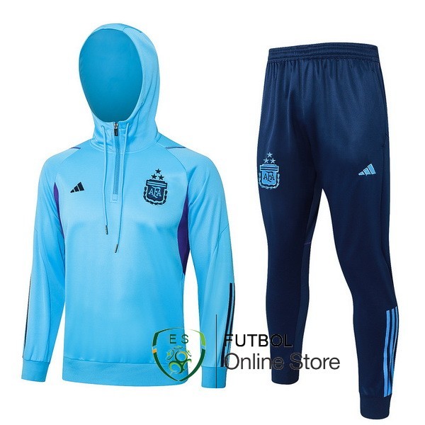 Conjunto Completo Chaqueta Con Capucha Argentina 2023 Azul