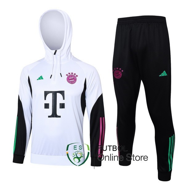 Conjunto Completo Chaqueta Con Capucha Bayern Munich 2023/2024 Blanco Negro