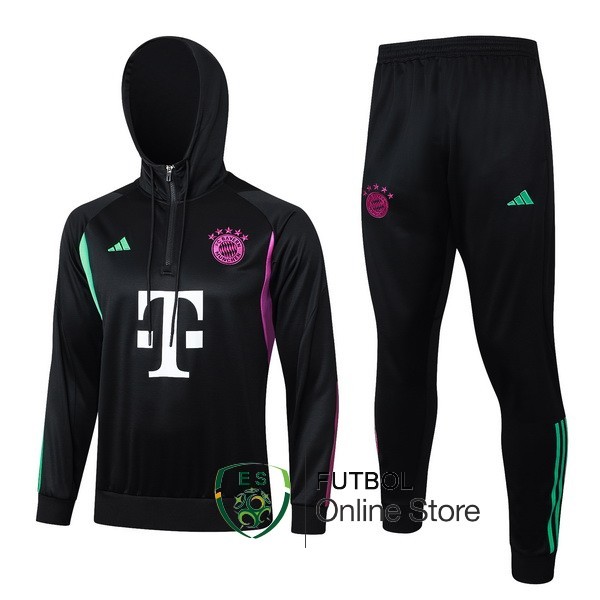 Conjunto Completo Chaqueta Con Capucha Bayern Munich 2023/2024 Negro Purpura