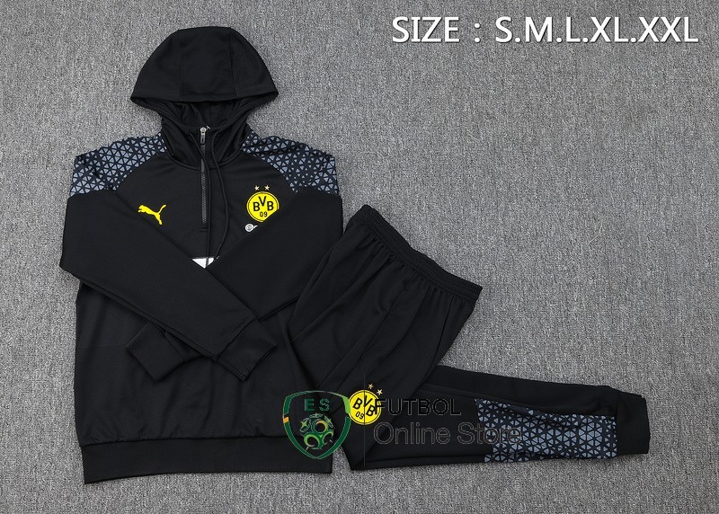 Conjunto Completo Chaqueta Con Capucha Borussia Dortmund 2023/2024 Negro Gris