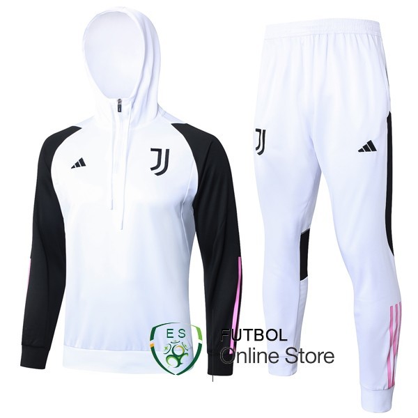 Conjunto Completo Chaqueta Con Capucha Juventus 2023/2024 Blanco Negro Rosa