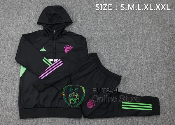 Conjunto Completo Chaqueta Con Capucha Ninos Bayern Munich 23/2024 Negro Purpura