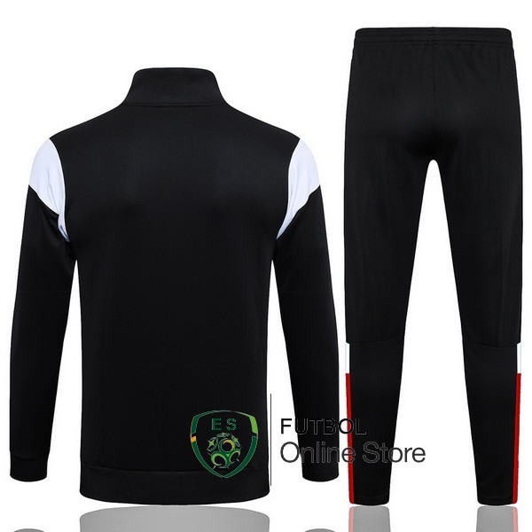 Conjunto Completo Ropa Deportiva Con Cremallera Larga AC Milan 2023/2024 Negro Blanco Rojo