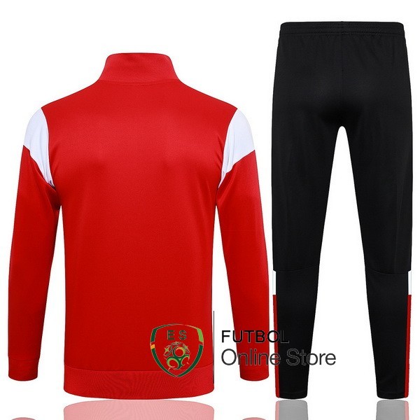 Conjunto Completo Ropa Deportiva Con Cremallera Larga AC Milan 2023/2024 Rojo Blanco Negro