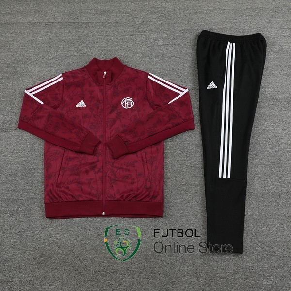 Conjunto Completo Ropa Deportiva Con Cremallera Larga Bayern Munich 2023/2024 Negro Borgona