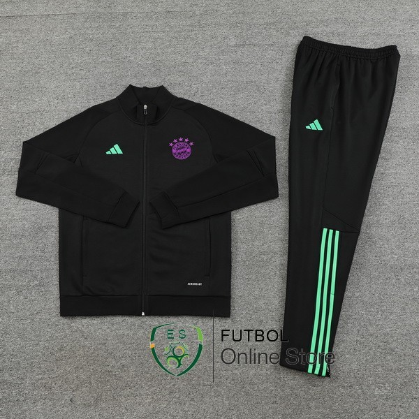 Conjunto Completo Ropa Deportiva Con Cremallera Larga Bayern Munich 2023/2024 Negro I Purpura