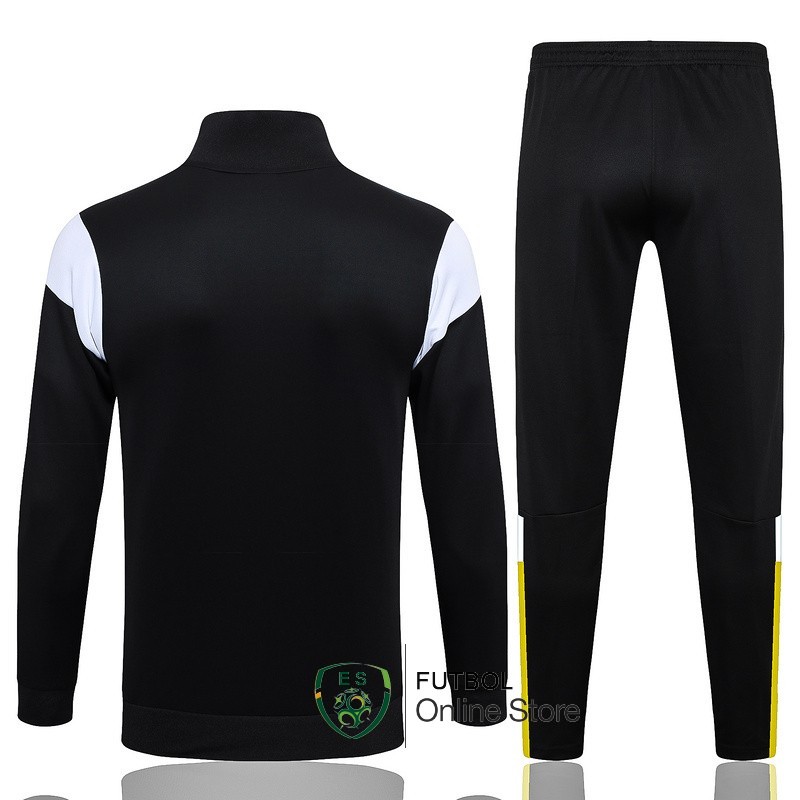 Conjunto Completo Ropa Deportiva Con Cremallera Larga Borussia Dortmund 2023/2024 Negro Amarillo Blanco