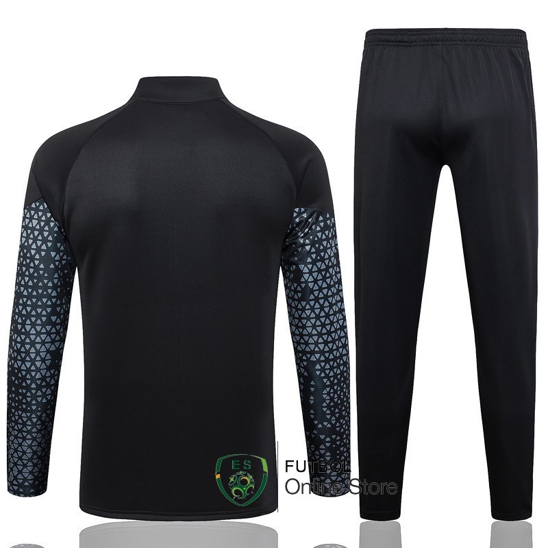 Conjunto Completo Ropa Deportiva Con Cremallera Larga Borussia Dortmund 2023/2024 Negro Gris