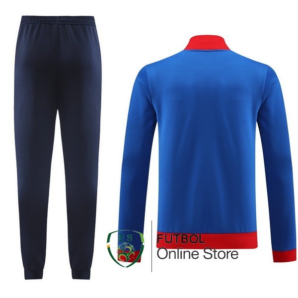 Conjunto Completo Ropa Deportiva Con Cremallera Larga Lyon 2023/2024 Azul Rojo