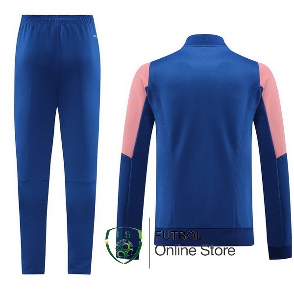 Conjunto Completo Ropa Deportiva Con Cremallera Larga Lyon 2023/2024 Azul Rosa