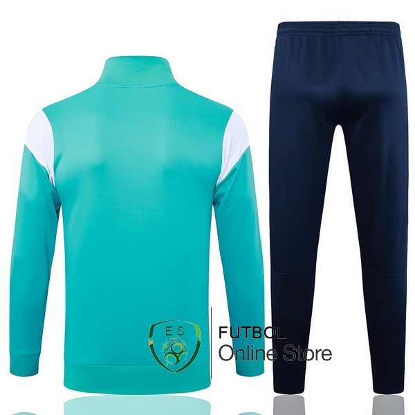 Conjunto Completo Ropa Deportiva Con Cremallera Larga Marsella 2023/2024 Verde Blanco Azul