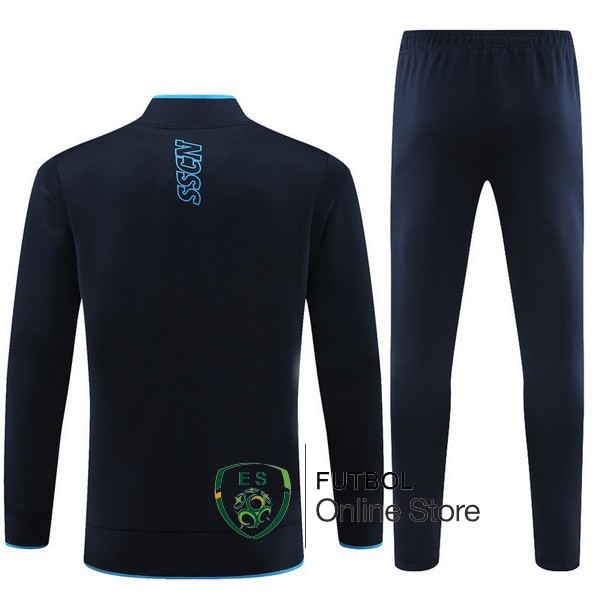 Conjunto Completo Ropa Deportiva Con Cremallera Larga Ninos Napoli 23/2024 Azul Marino