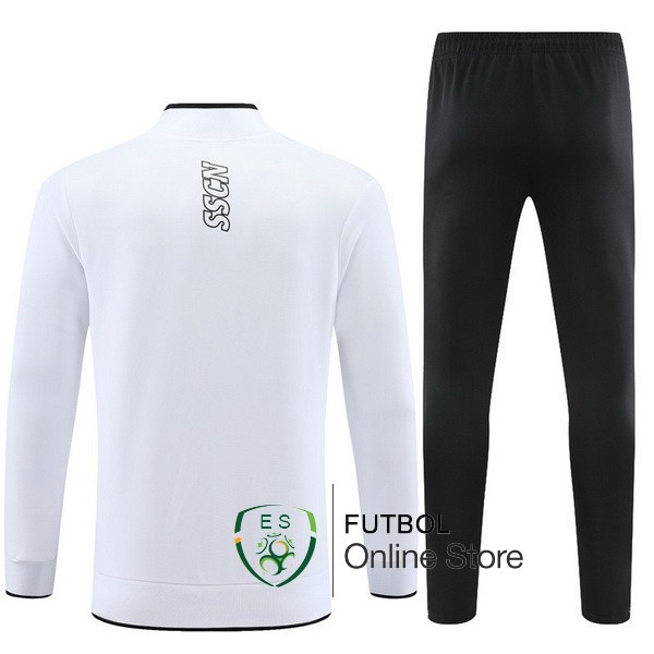 Conjunto Completo Ropa Deportiva Con Cremallera Larga Ninos Napoli 23/2024 Blanco Negro