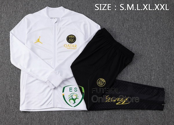 Conjunto Completo Ropa Deportiva Con Cremallera Larga Ninos Paris Saint Germain 23/2024 Blanco Negro