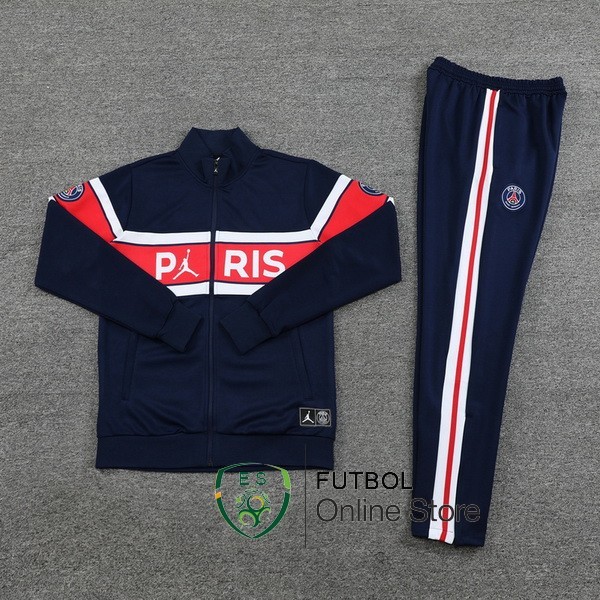 Conjunto Completo Ropa Deportiva Con Cremallera Larga Paris Saint Germain 2023/2024 Azul Rojo Blanco