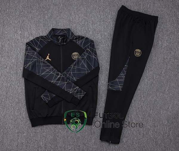 Conjunto Completo Ropa Deportiva Con Cremallera Larga Paris Saint Germain 2023/2024 Negro Gris