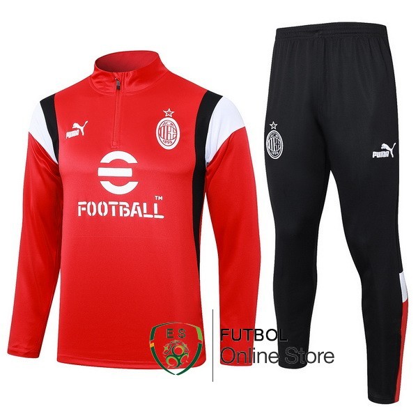 Conjunto Completo Sudadera Entrenamiento AC Milan 2023/2024 Rojo I Negro Blanco