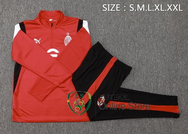 Conjunto Completo Sudadera Entrenamiento AC Milan 2023/2024 Rojo I Negro Blanco