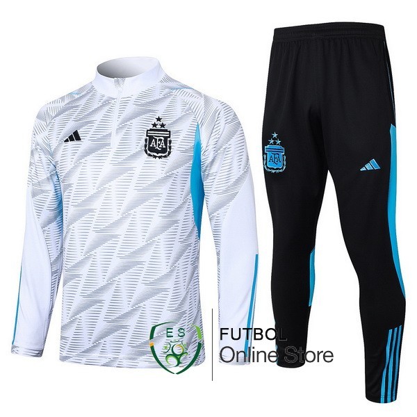 Conjunto Completo Sudadera Entrenamiento Argentina 2023 Blanco Azul Negro